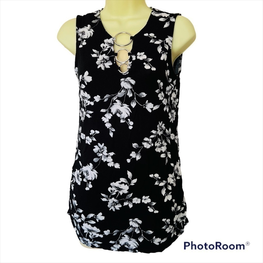 𝅺LILY Morgan Floral Boho Casual Summer Tunic Top Blouse, Size S/P